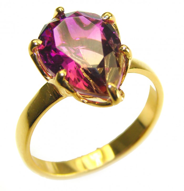 7.8 carat Brazilian Pink Tourmaline 14K Gold over .925 Sterling Silver Perfectly handcrafted Ring s. 8 1/4 - photo 3