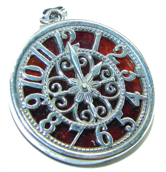 Magic Watch Authentic Golden Baltic Amber .925 Sterling Silver beautifully handcrafted Pendant - photo 2
