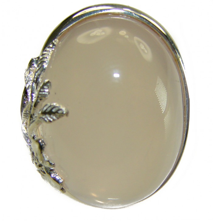 Vintage Design - Brazilian Rose Quartz 28.5 carat 18K Gold over .925 Sterling Silver handcrafted Ring size 8 - Close-up of Brazilian Rose Quartz ring with vintage design.