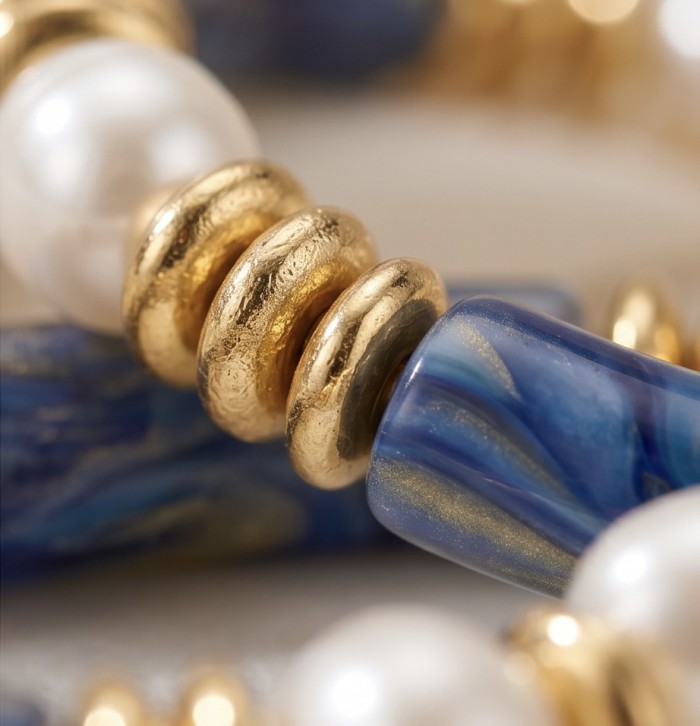 Vintage style Luxurious Blue Resin Golden stretch Bracelet - photo 2