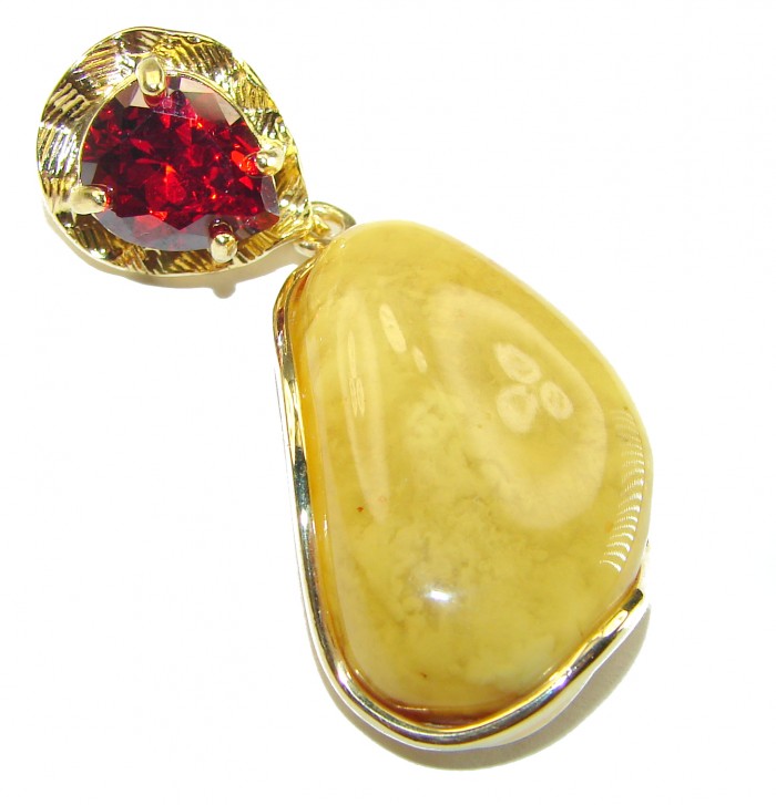 Vintage Beauty authentic Baltic Amber 14K Gold over .925 Sterling Silver handcrafted pendant - photo 1