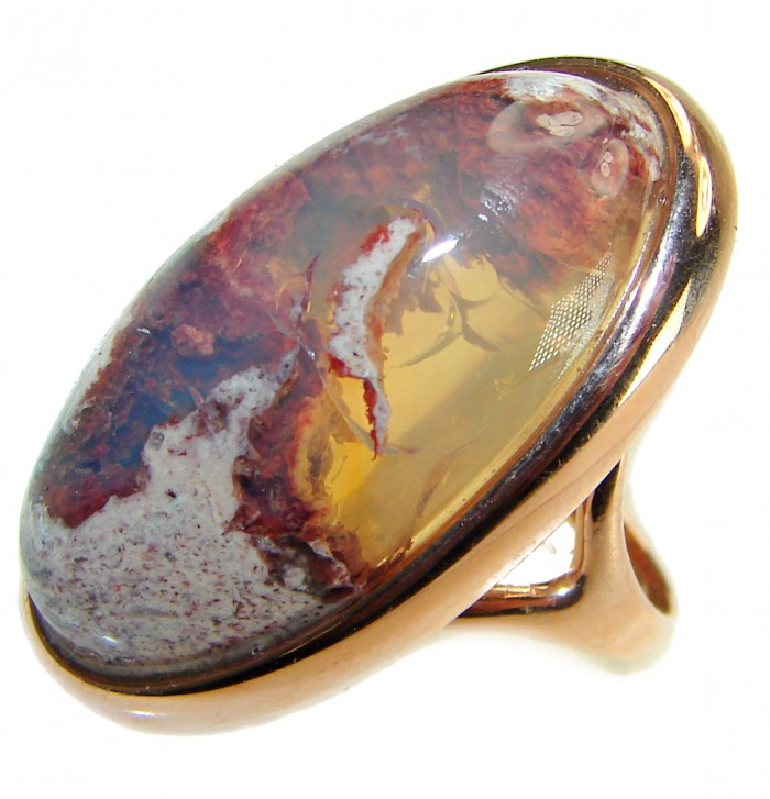 Bonfire Night best quality 45.5 carat Mexican Opal 18K Gold over .925 Sterling Silver handmade ring 6 - photo 2