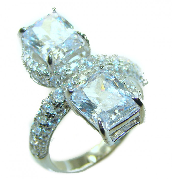 LUXURIUS 8.5 carat White Topaz .925 Sterling Silver ring size 8 - photo 4