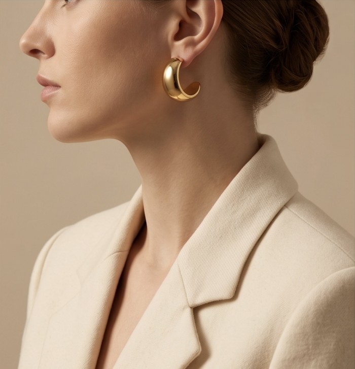Classy Gold handmade Hoop Earrings - photo 1