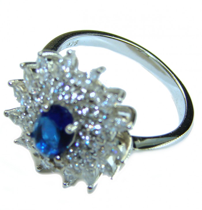 4.2 carat Sapphire .925 Sterling Silver handmade Ring size 7 1/4 - photo 1