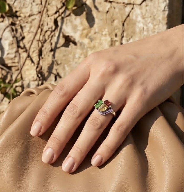 Precious Rainbow- authentic 5.2 carat multigem .925 Sterling Silver Ring size 8 - Worn on hand, Precious Rainbow 5.2 carat multigem .925 Sterling ring.