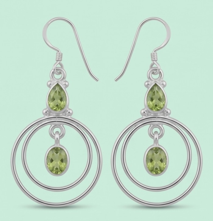 Alessia authentic 2.9 carat Brazilian Peridot Silver handmade Statement earrings - photo 4