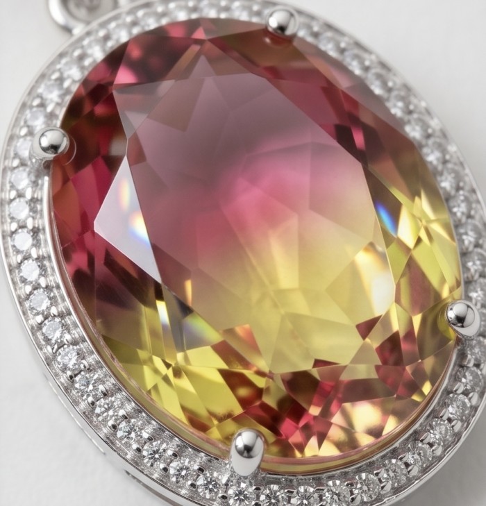 Spectacular 14.2 carat COLOR - changing Alexandrite .925 Sterling Silver handcrafted Pendant - Close-up of 14.2 carat color-changing Alexandrite pendant.
