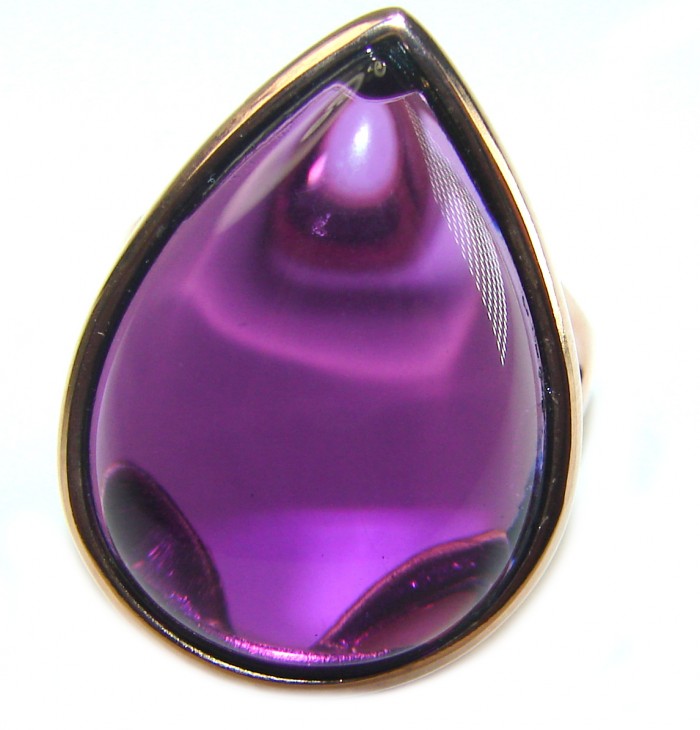 Spectacular Amethyst 14K Gold over .925 Sterling Silver Handcrafted Large Ring size 9 - photo 2