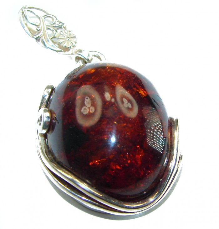 Vintage Beauty authentic Baltic Amber .925 Sterling Silver handcrafted pendant - photo 3
