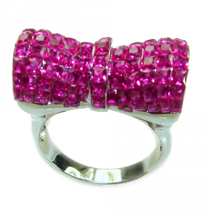 Luxurious Red Ribbon Ruby .925 Sterling Silver handcrafted Ring size 8 1/4 - photo 4