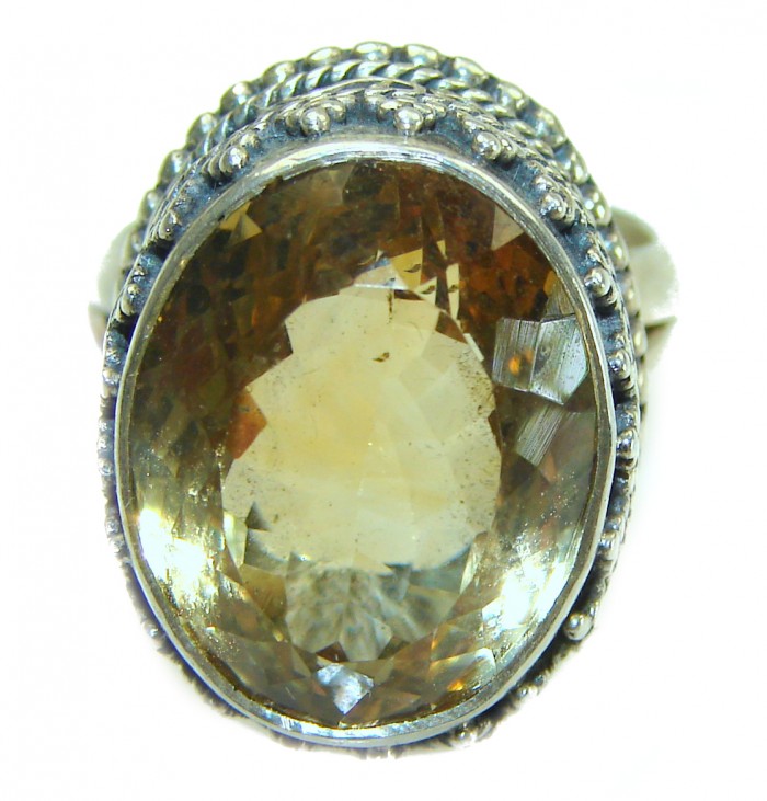 Bohemian Style 10.2 carat Citrine .925 Sterling Silver handmade Ring s. 6 - photo 2