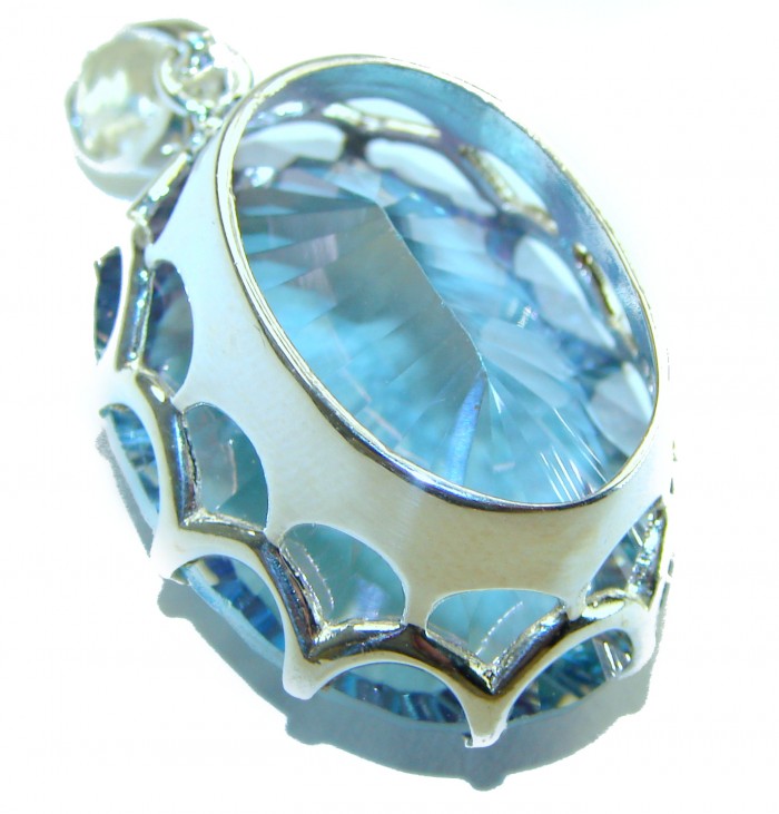 48.2 carat oval cut Mystic Aurora Topaz .925 Sterling Silver handcrafted Pendant - photo 1