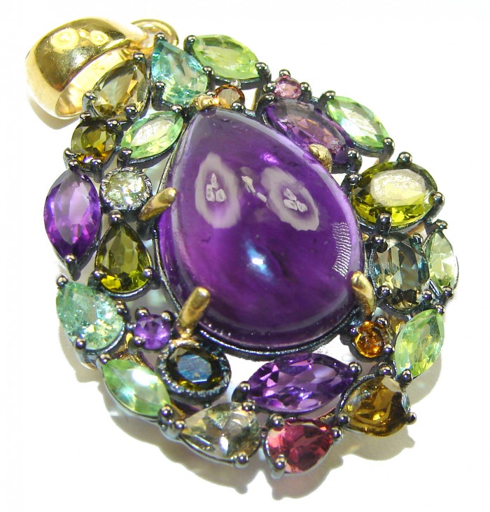 Abundance of Blessings 14.8 carat authentic Amethyst 14K Gold over .925 Sterling Silver handcrafted Pendant - photo 4