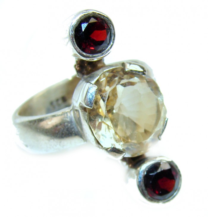 Vintage Style Citrine .925 Sterling Silver handmade Ring s. 7 1/4 - photo 1