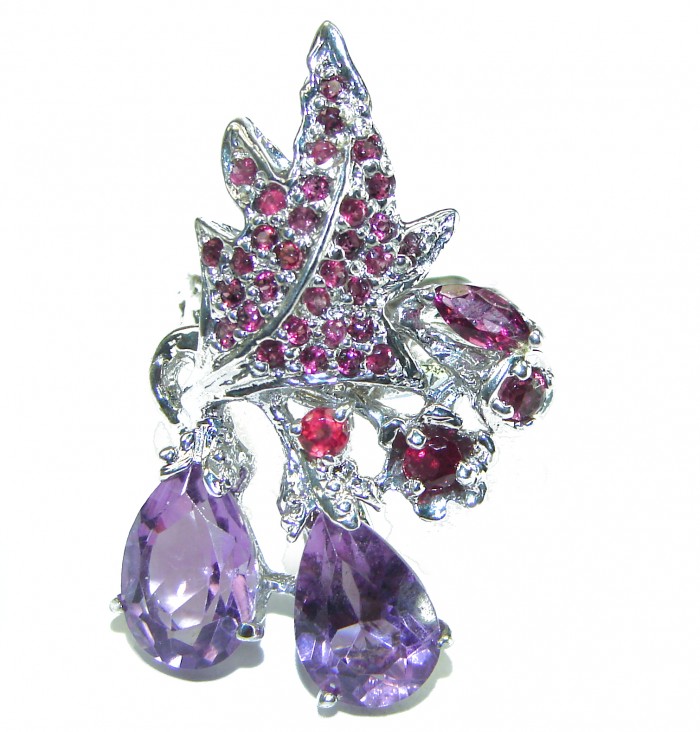 Purple Twilight Authentic Amethyst .925 Sterling Silver handcrafted Large Ring size 7 - photo 2
