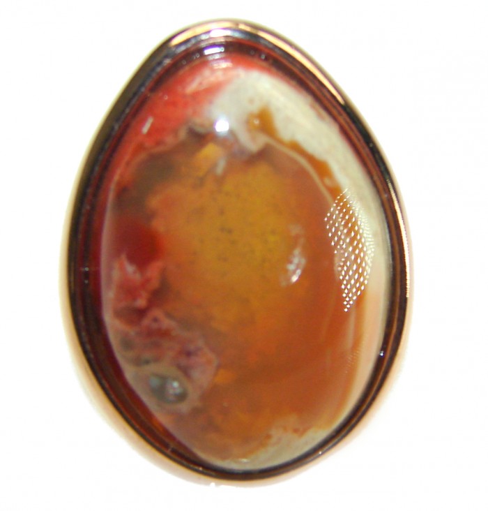 Bonfire Night best quality Mexican Opal 18K Gold over .925 Sterling Silver handmade ring 7 1/4 - photo 2