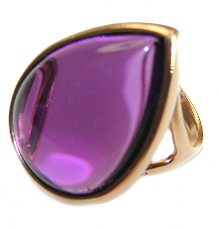 Spectacular 28.5 carat Amethyst 14K Gold over .925 Sterling Silver Handcrafted Large Ring size 6 - photo 1