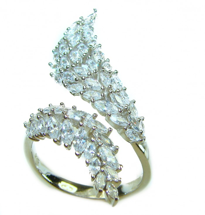 Dazzling Star Exclusive White Topaz .925 Sterling Silver handcrafted ring size 8 - photo 2