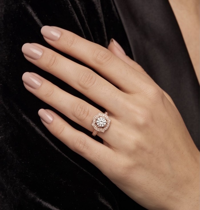 Perfection 1.8 carat White Topaz 14k Gold over .925 Silver handcrafted Cocktail Ring s. 7 - White Topaz ring on hand, 1.8 ct, 14k Gold over .925 Silver, front view.