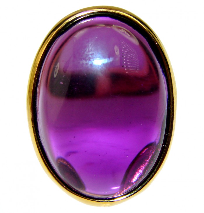 Fabulous Amethyst 14K yellow Gold over .925 Sterling Silver Handcrafted Ring size 6 1/4 - photo 1