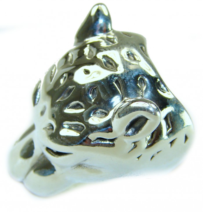 Panthère's Head .925 Sterling Silver handcrafted Statement Ring size 6 - photo 1