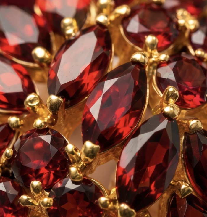 Marvelous Natural 20.8 carat Mozambique Garnet 22K Gold over .925 Sterling Silver Handcrafted pendant - Close-up of 20.8 carat Mozambique Garnet in 22K gold setting.