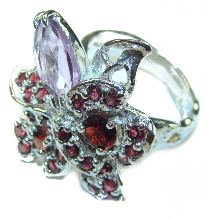 Fancy authentic Amethyst .925 Sterling Silver handcrafted ering s. 7 3/4 - photo 2