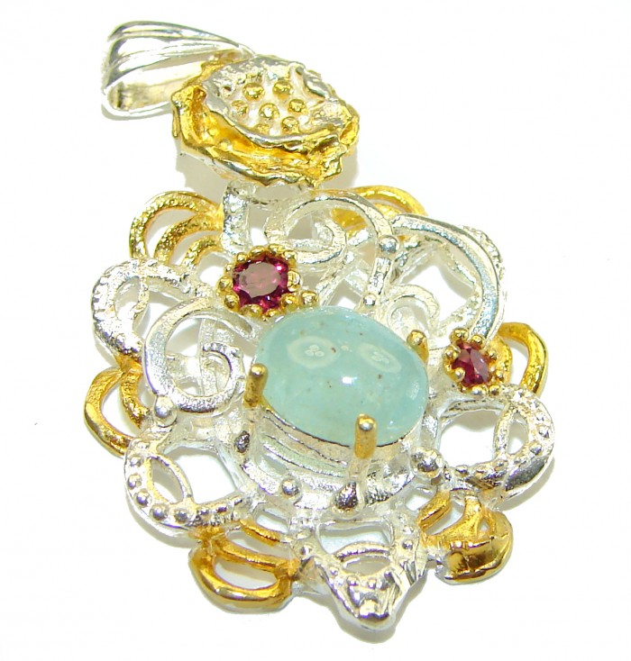 Deluxe Prehnite 14K Gold over .925 Sterling Silver handmade Pendant - photo 3