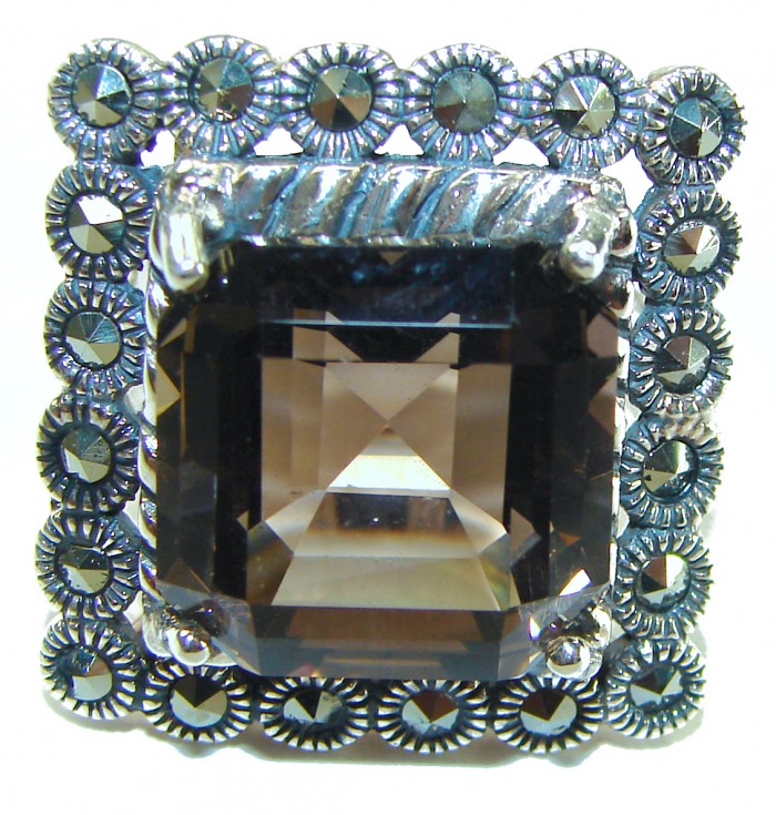 Celestial Energy - rare- 28.5 carat Champagne Smoky Topaz .925 Sterling Silver Oversized Ring size 9 1/4 - photo 2