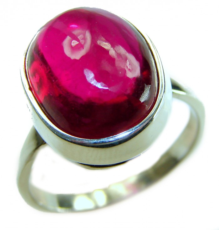 Bella Rosa Genuine 14.5 CARAT Ruby .925 Sterling Silver dipped in 18K Gold Large Statement Ring size 9 - Close-up of Bella Rosa 14.5 carat ruby ring in .925 sterling silver.