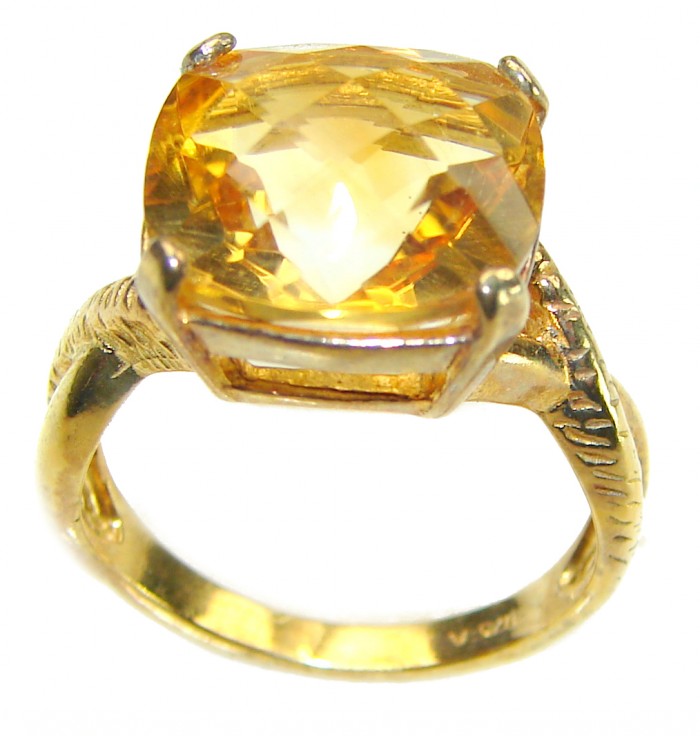 Authentic Citrine 14k Gold over .925 Sterling Silver handmade Cocktail Ring s. 6 - photo 3