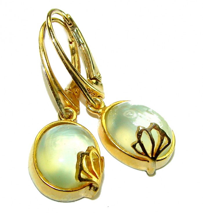 Authentic Prehnite 14K Gold over .925 Sterling Silver handmade earrings - photo 2