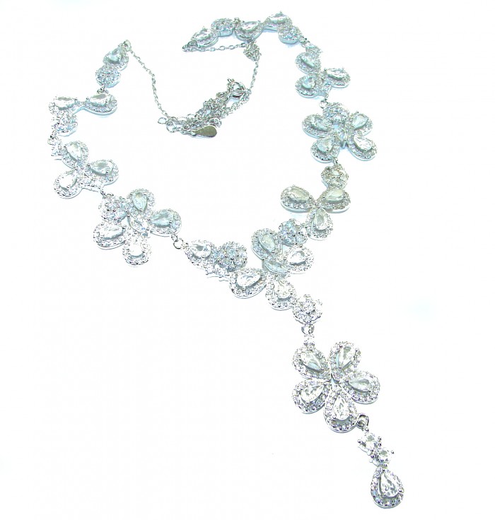 Dazzling Beauty - Floral design- 42.5 carat White Topaz .925 Sterling Silver handcrafted necklace - photo 4