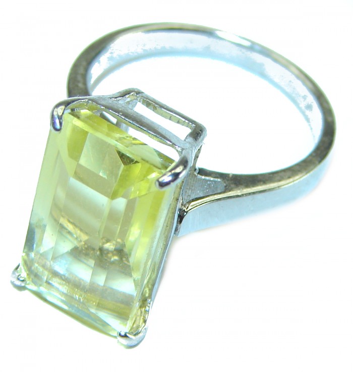 10.8 carat Genuine Lemon Quartz .925 Sterling Silver handcrafted ring size 7 1/2 - photo 1