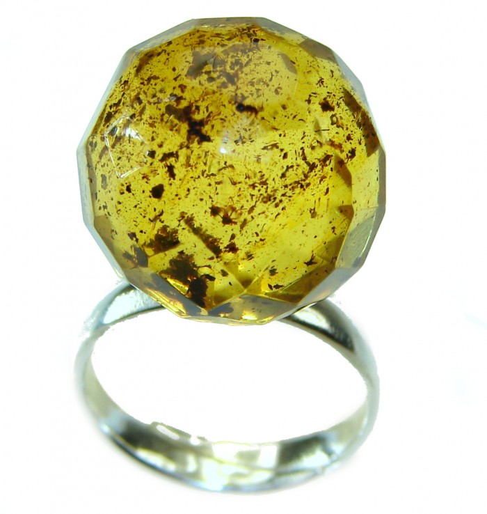 Modern Concept Natural faceted Baltic Amber .925 Sterling Silver ring s. 8 adjustable - photo 1