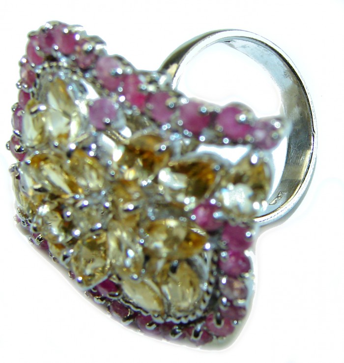 Exuberantly Large Authentic Citrine .925 Sterling Silver handmade Cocktail Ring s. 7 - photo 1