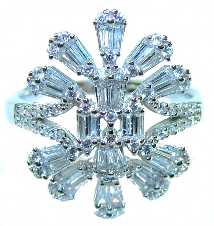 Exclusive 4.9 carat White Topaz .925 Sterling Silver handcrafted ring size 7 - photo 2