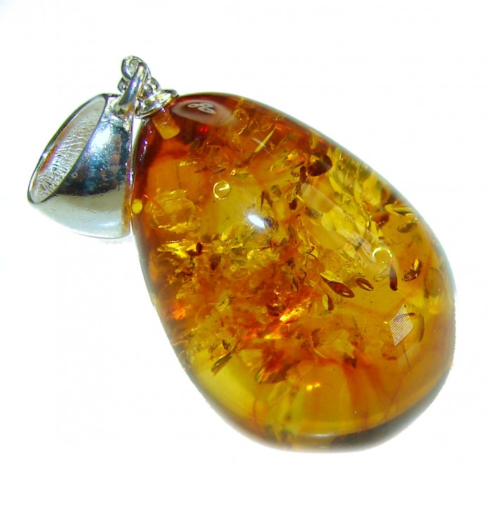 Prehistoric Beauty authentic Baltic Amber .925 Sterling Silver handcrafted pendant - photo 2