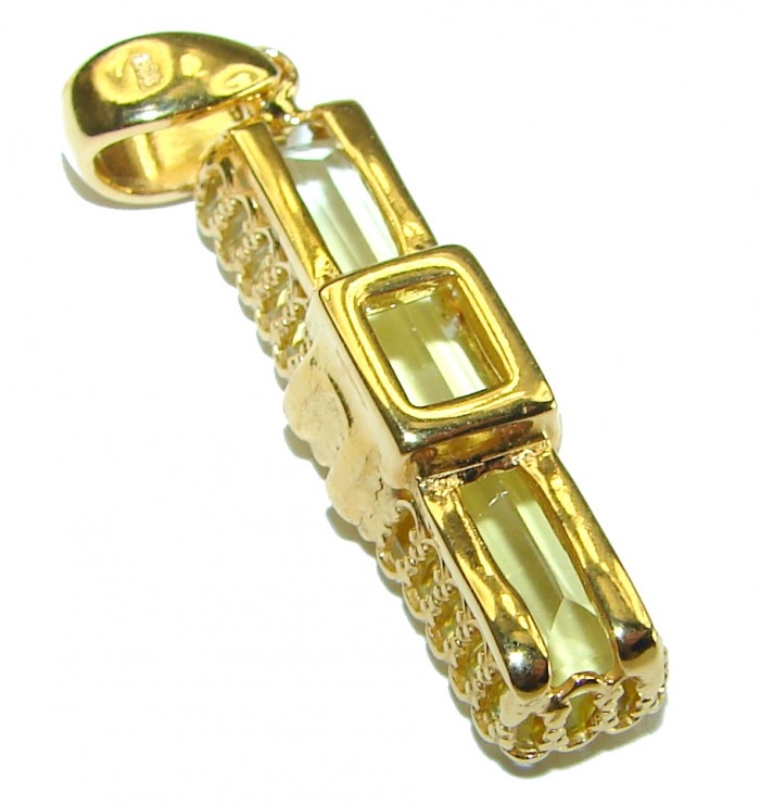 Authentic Golden Lemon Quartz 18K Gold over .925 Sterling Silver handmade Pendant - photo 2