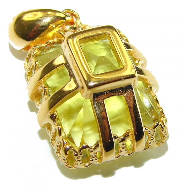 12.3 carat Oval cut flawless Lemon Quartz .925 Sterling Silver handcrafted pendant - photo 1