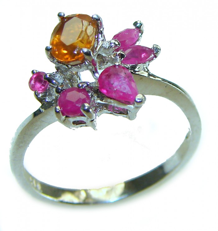 Carmen 0.5 carat Orange Sapphire Ruby .925 Sterling Silver Handcrafted Ring size 6 - photo 3