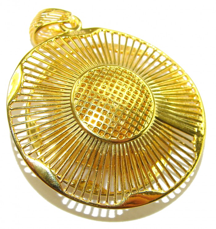 Golden Spinal 22K Gold over .925 Sterling Silver handcrafted Pendant - Golden pendant design detail, 22K gold over .925 sterling silver.
