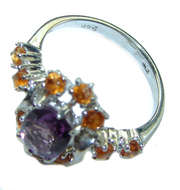 6.5 carat Amethyst Ruby .925 Sterling Silver Handcrafted Ring size 8 - photo 1