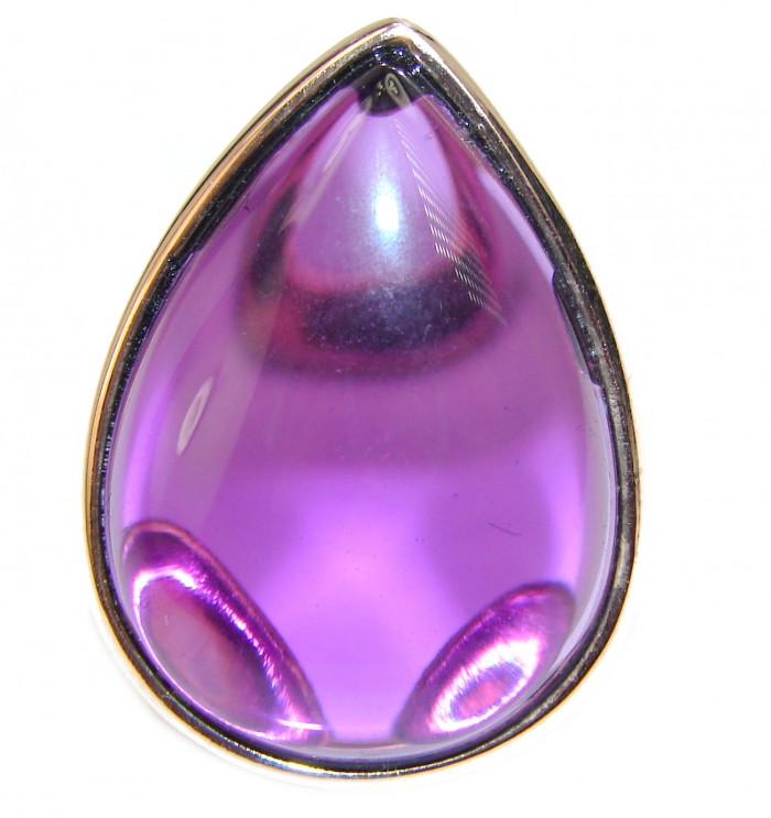 Spectacular Amethyst 14K Gold over .925 Sterling Silver Handcrafted Large Ring size 7 - photo 1