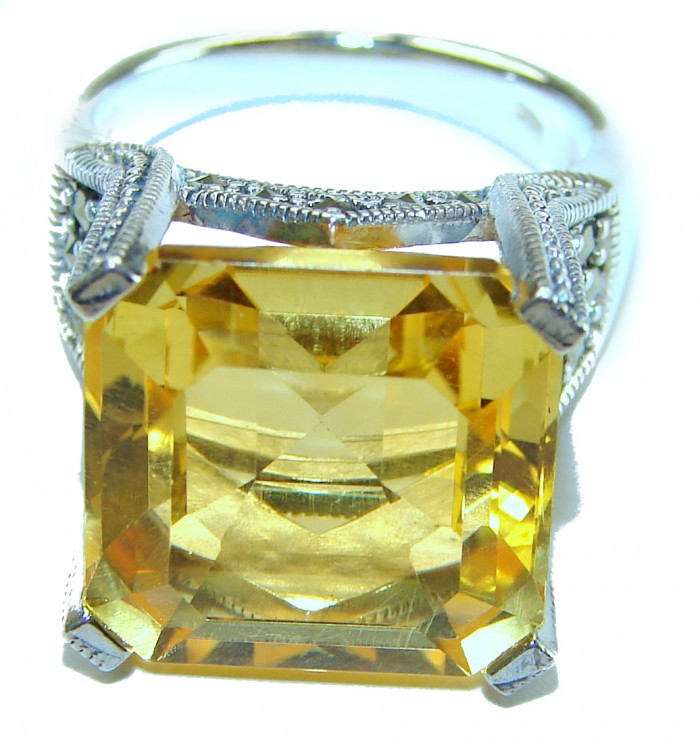 Golden Rays of Sunlight 23.5 carat Yellow Topaz .925 Sterling Silver Large Ring size 7 - photo 4