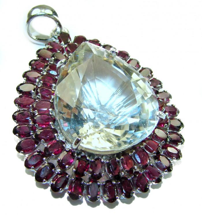 Luxury Timeless Jewels genuine 25.5 CARAT Lemon Topaz .925 Sterling Silver handmade Pendant - photo 4