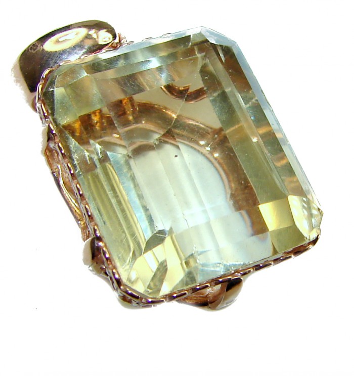 17.3 carat Lemon Quartz 14K Gold over .925 Sterling Silver handcrafted pendant - photo 3