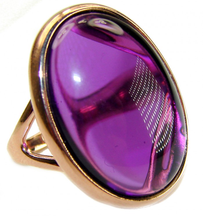 Purple Full Moon 20 Amethyst 14K Gold over .925 Sterling Silver Handcrafted Large Ring size 7 - photo 3