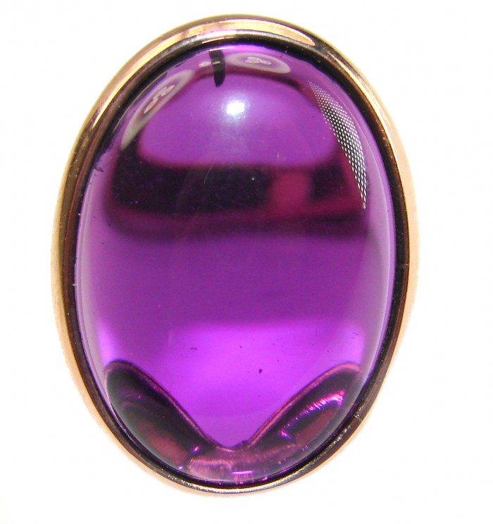 Purple Full Moon 20 Amethyst 14K Gold over .925 Sterling Silver Handcrafted Large Ring size 7 - photo 2